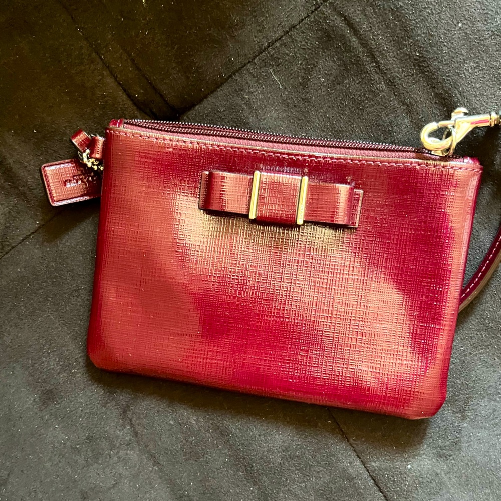 Coach Red Leather wristlet/clutch with gold detailing